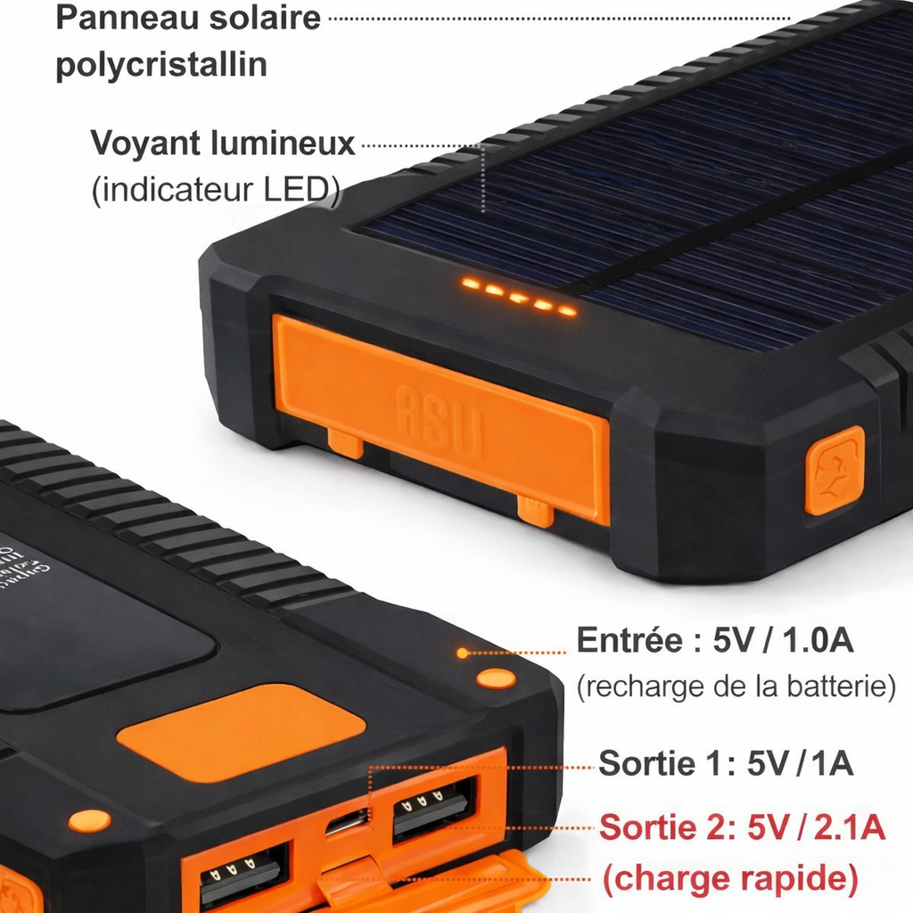 Batterie externe recharge solaire 80.000mAh