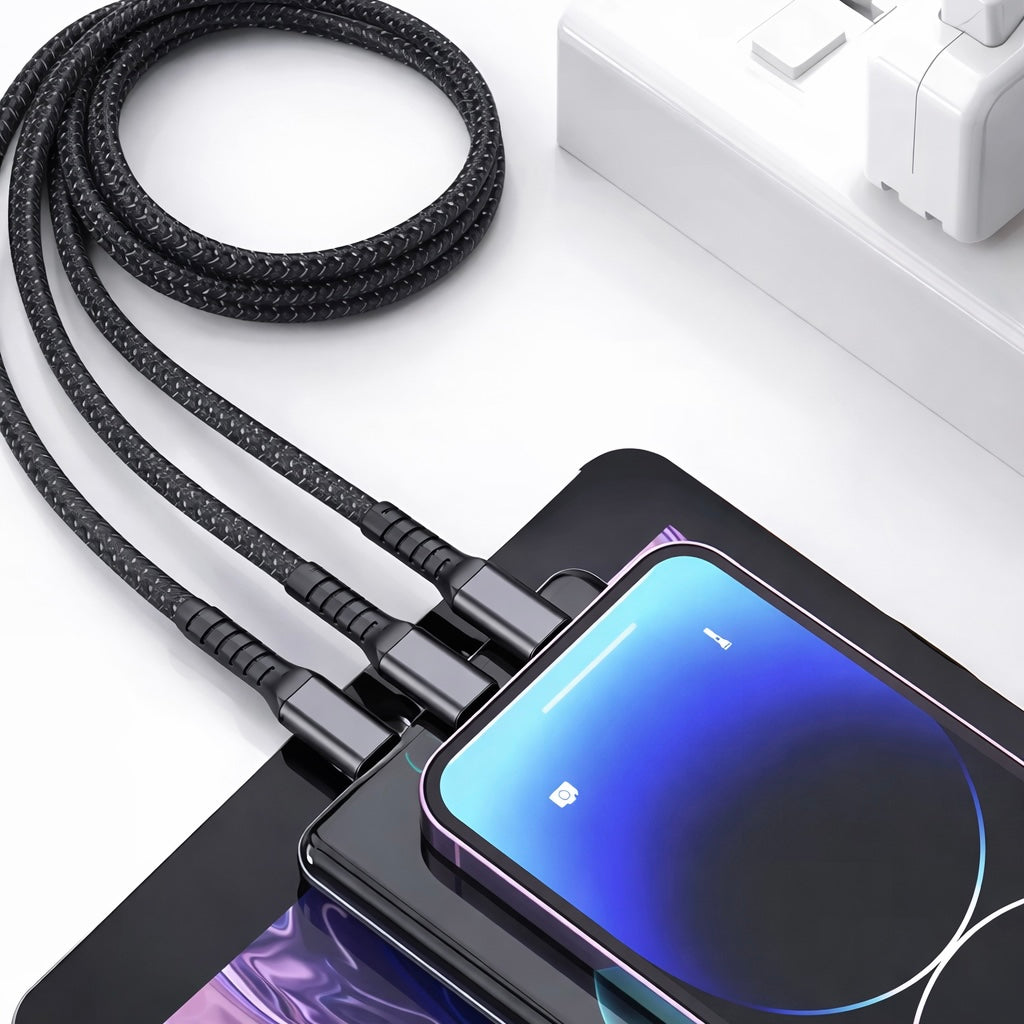 Chargeur multiple USB vers USB-C micro USB et Lightning 100 W